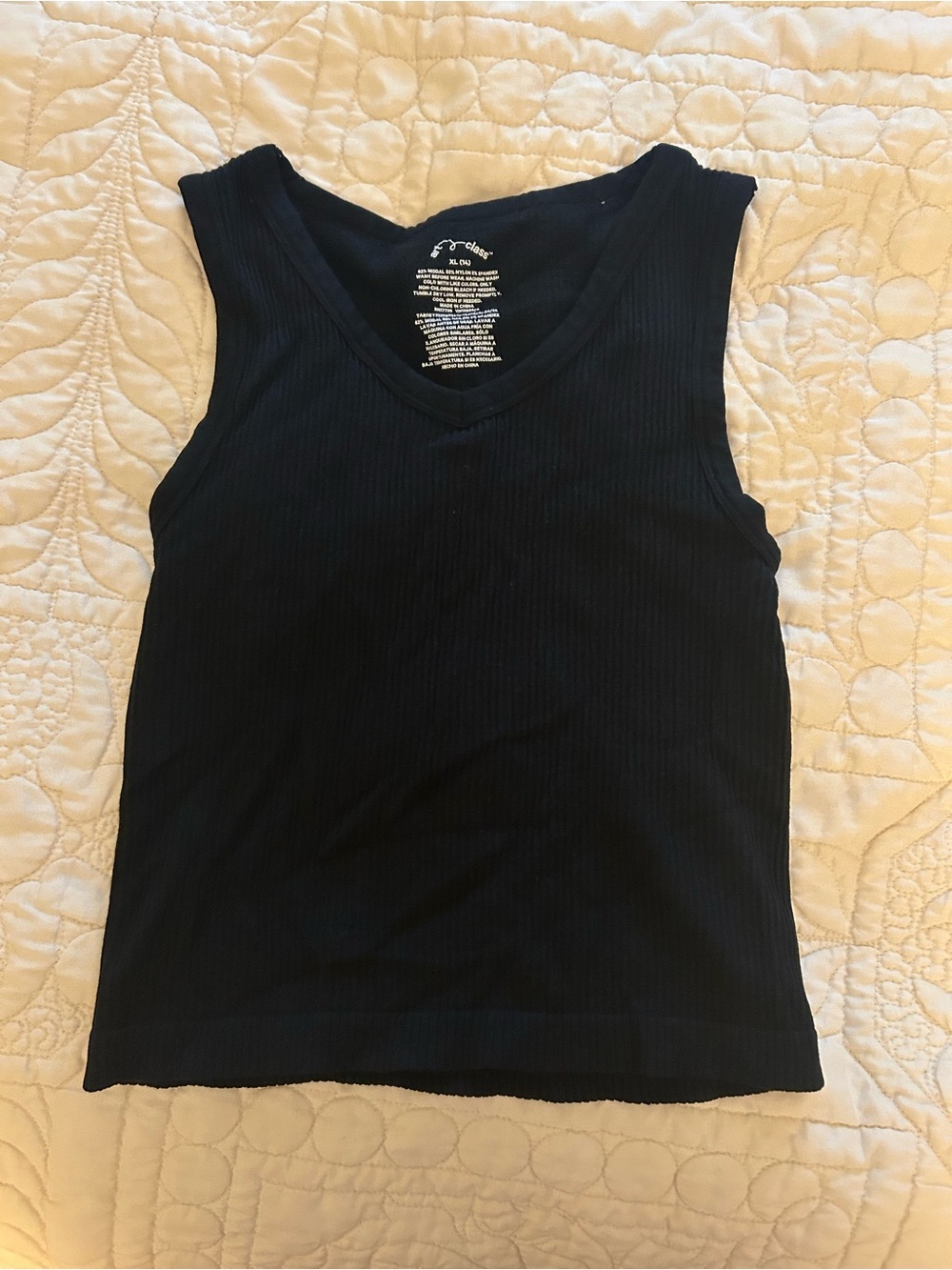 Black Ribbed V-Neck Tank Top - Kids
